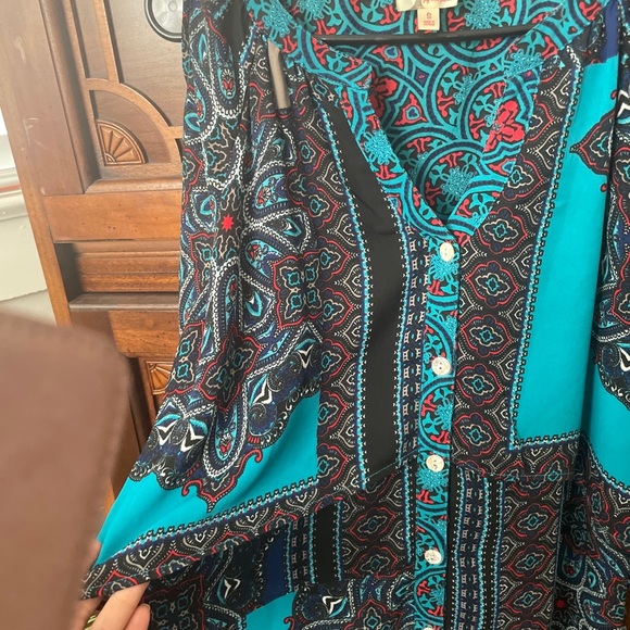 Anthropologie Blouse Boho Hippie Festival Paisley Blue Tunic Peasant Fairy S.L - Picture 5 of 6